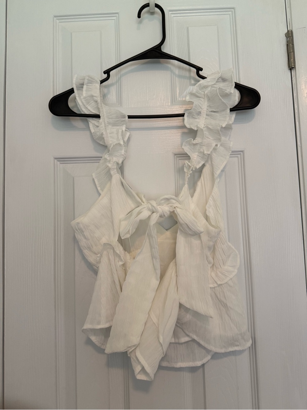 Lush White Ruffle V-Neck Tank - Picture 2 of 2